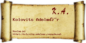 Kolovits Adelmár névjegykártya